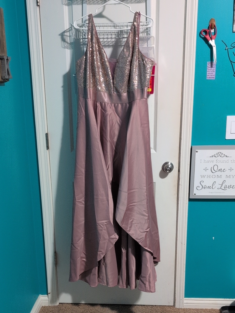 Ever Pretty Women's Mauve Sparkle Bodice High-Low Dress